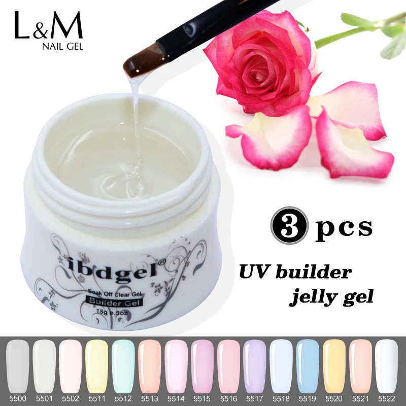 3 Pcs IBDGEL Builder Gel Acrylic Nail Gel Jelly UV Salon Profesional Extension Nail Gel Polish gel for nail extensions