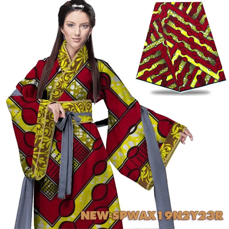 

Latest African Ankara Fabric Nigerian Cotton Patchwork Fabric 6yard/lot 2019 Hot Sale Wine Red Holland Wax Hollandais Wax NBX08