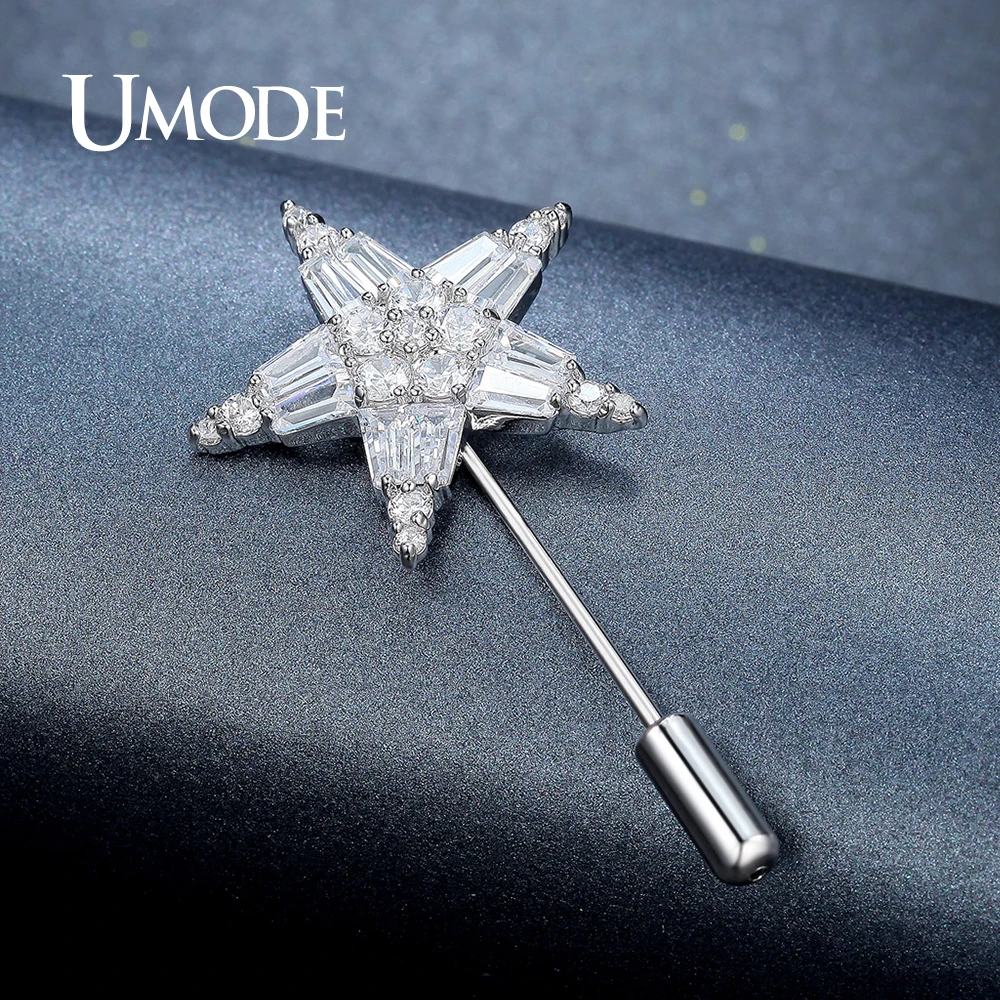 Женская брошка с кристаллами UMODE прозрачная фианитом для свадьбы украшения