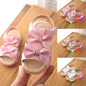 

Bowknot Led Light Luminous Non-slip Soft Bottom Girl Sandals Shoes YJS Dropship