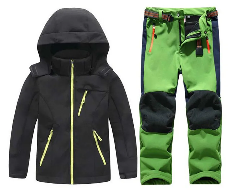 

Winter Boys Girls Waterproof Outdoor Softshell Jackets Kids Fleece Sportwear Camping Windproof Skiing Hiking Pant
