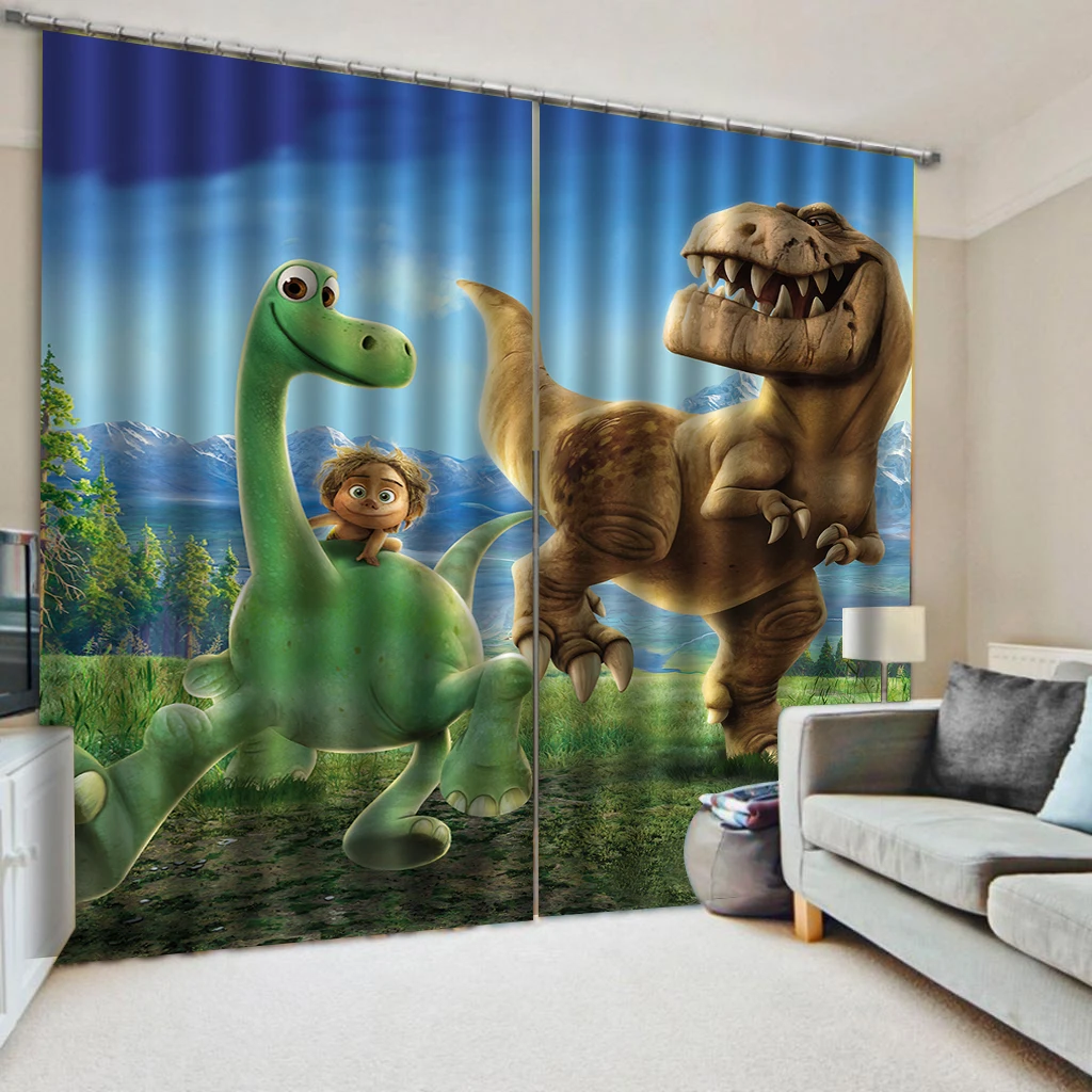 

Dinosaur Print Windows Curtains for Living Room Bedroom Decorative Kitchen Curtains Drapes Window Treatments Rustic Style custom