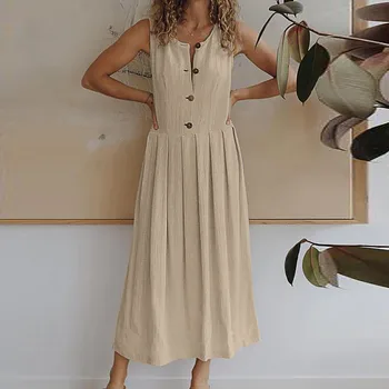 

Women Summer Dress Oansatz Pure Color Taste Sleeveless Sandy Beach Sexy Party Clothes Summer Beach Dress 2019 Vestidos De Verano