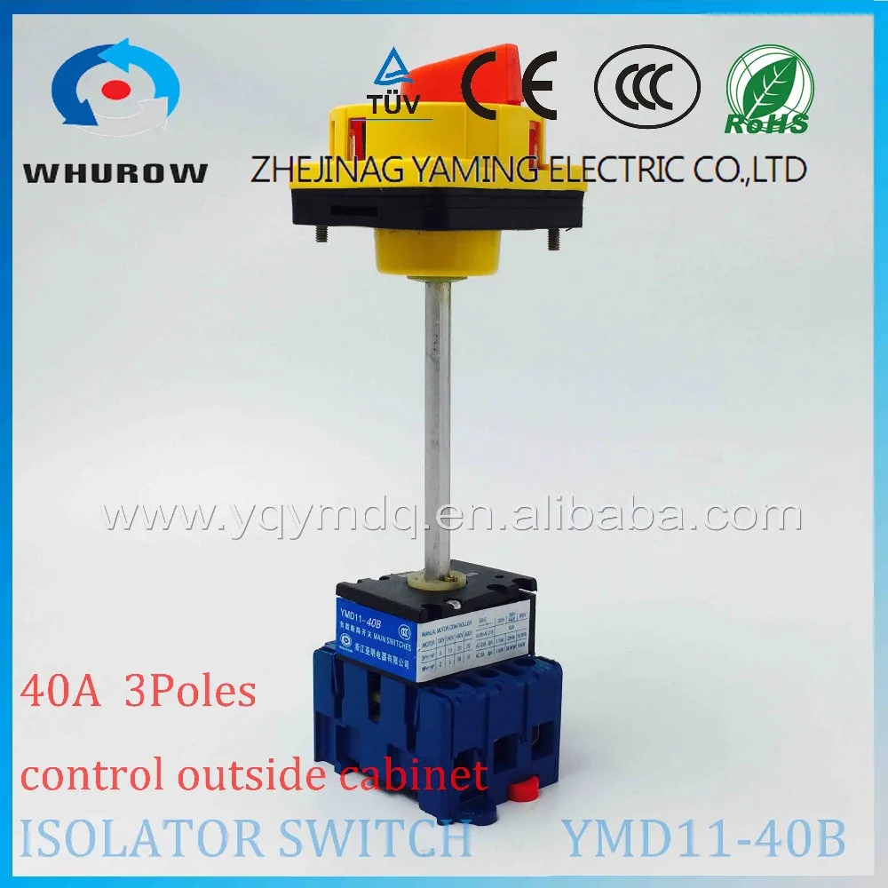 

Isolator switch YMD11-40B with padlock aluminum pole 40A 3 poles Load break switch power cut off operate outside cabinet