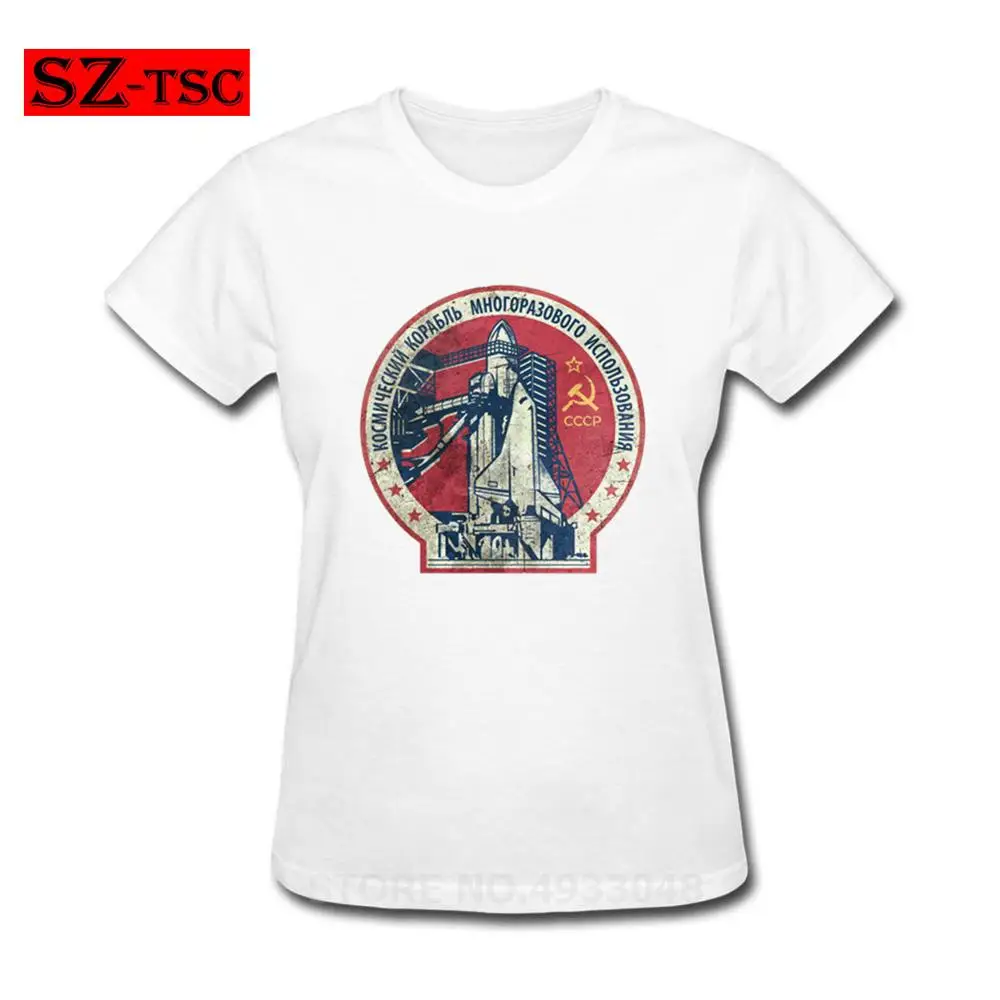 

2019 Russia CCCP Space Ship V01 Space Exploration Program T-Shirt Summer Women's Short Sleeve 100% Cotton TShirt Funny T Shirt