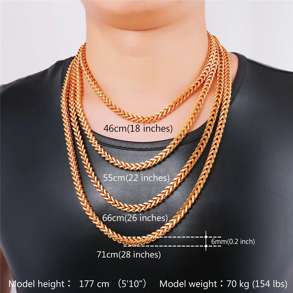 Chains Men Jewelry Gold Color 6mm 56cm 