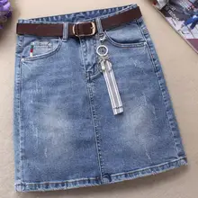 Весенние модные женские джинсовые юбки с высокой талией, тянущаяся мини-юбка трапециевидной формы, джинсовая юбка размера плюс 3XL