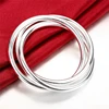 DOTEFFIL 925 Sterling Silver Bracelet Bangles Women Three Lines Smooth High Quality Solid Bracelet Bangles Fashion Jewelry ► Photo 3/6