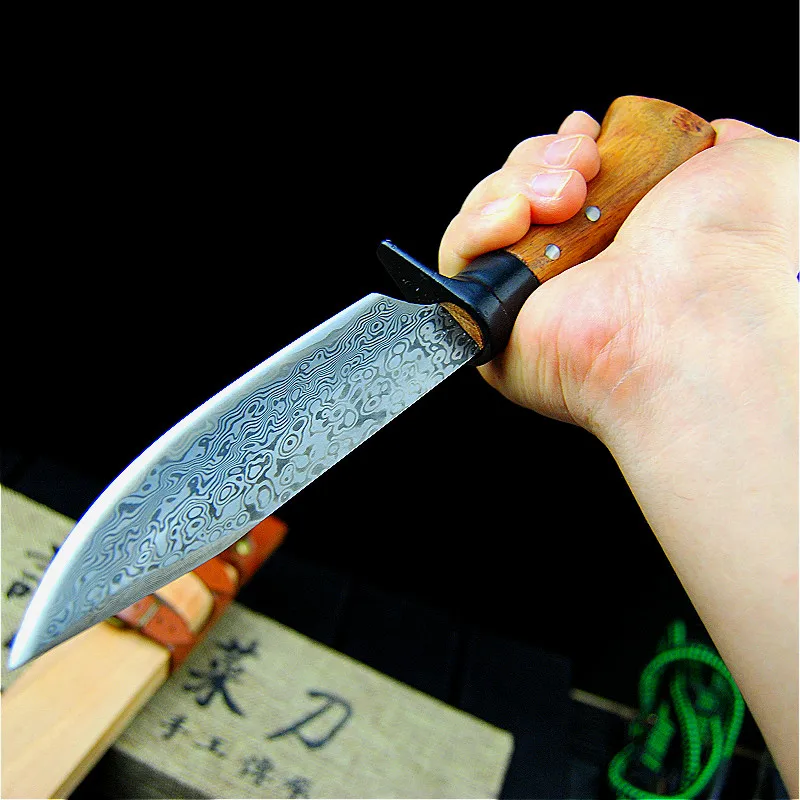 Эверрич китайский Тан D2 стали Открытый dao кованые вручную, нарезанные кухонный нож и нож для мяса и деревянные ножны