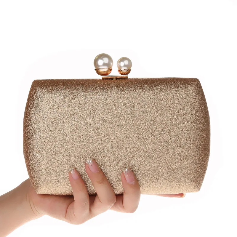 

2018 Gold Silver Champagne Evening Bags Pearls Beaded Clutch Women's Purse Handbags Wallets Evening Wedding Clutches Bag WY164