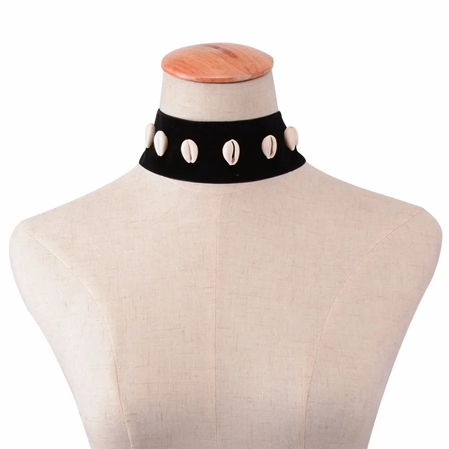punk black velvet necklace font b women b font fashion jewelry shell choker necklaces bohemian collar