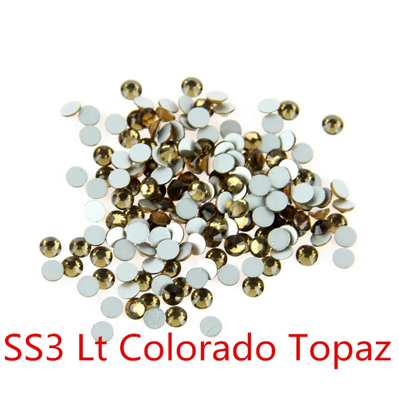Распродажа 1440 шт./лот SS3 (1 3 мм-1 4 мм) светлый топаз Colorado плоский задний дизайн