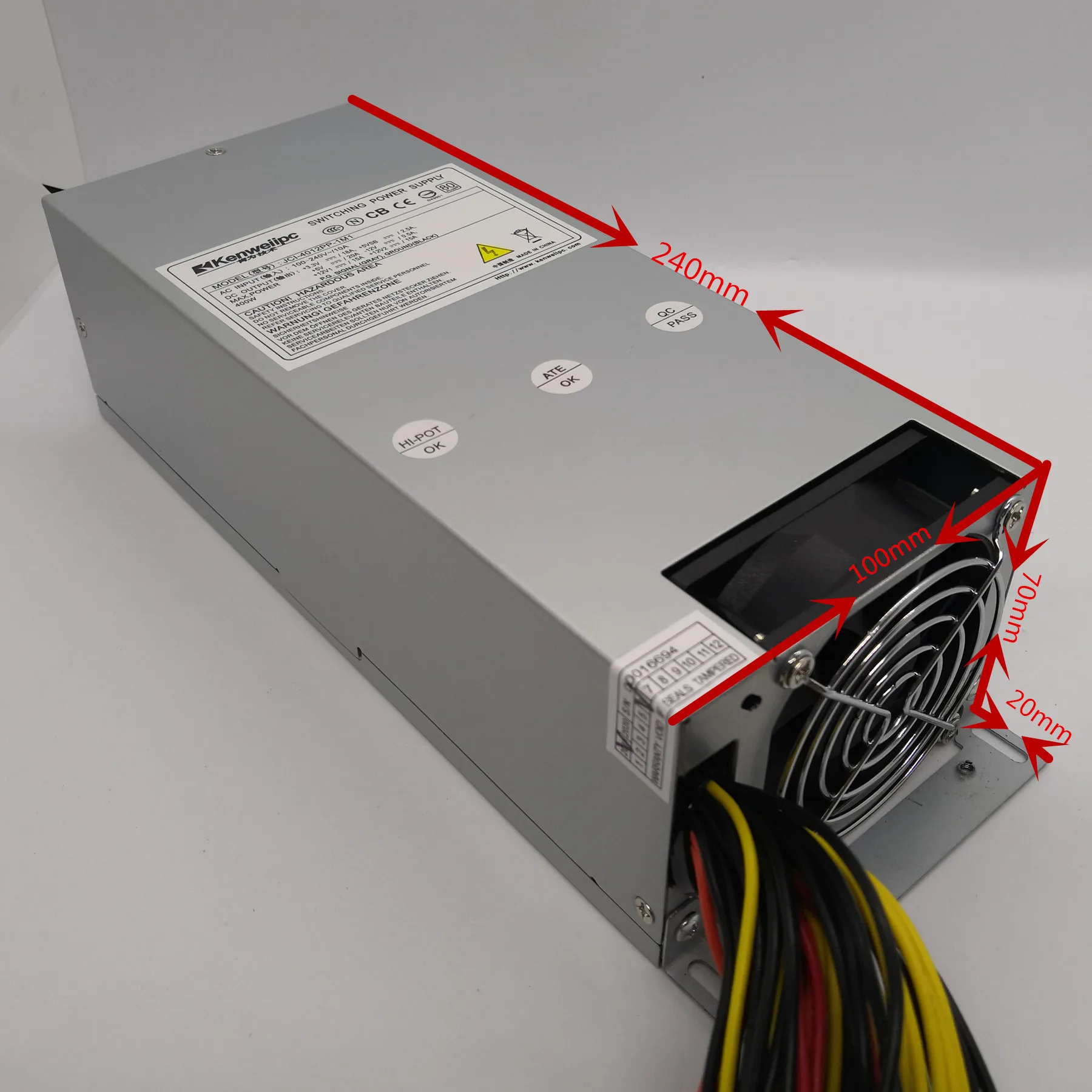

IPC rack-mounted Rated 400W power supply 2U Industrial server PSU ATX power JCI-4012PP-1M1 with the switch active PFC