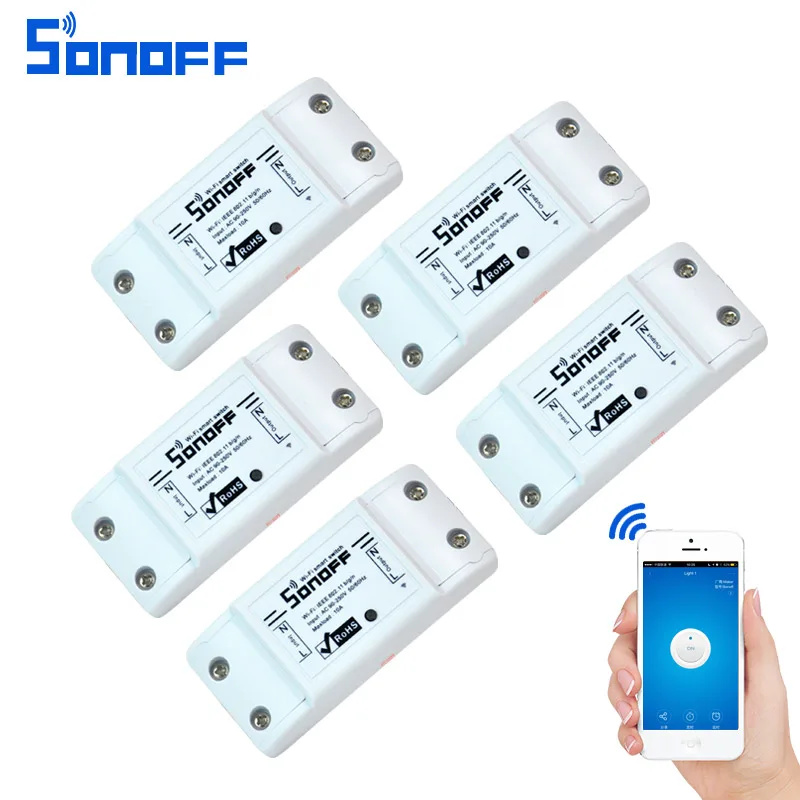 2200W Sonoff Basic WiFi Smart Switch Intelligent T/él/écommande Universelle avec Minuterie Commutateur DIY Radio Via iOS Android 10A