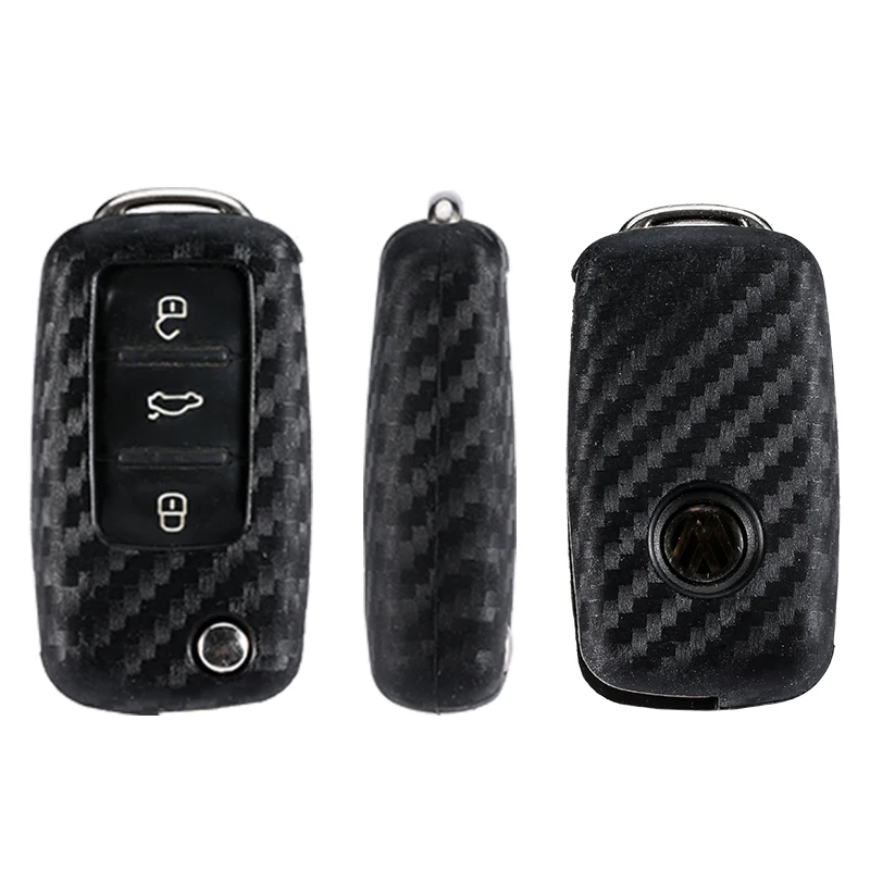 2 / 3 Buttons Carbon Fiber Silicone Protection Car Key Case For VW Volkswagen Jetta Golf 4 5 6 Polo Bora Cover | Автомобили и
