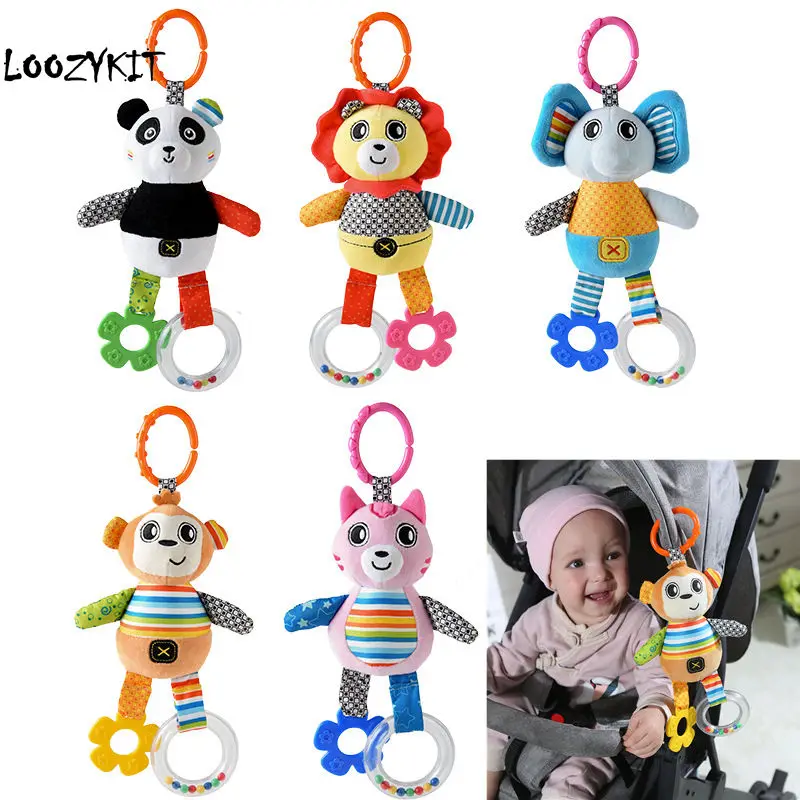 

Loozykit Baby Kids Rattles Toys Cotton Stroller Accessories Hanging Plush Toys Animal Clip Baby Crib Bed Hanging Bells Toys