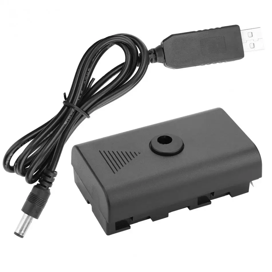 DC муфта муляж батарея+ 5 В USB кабель для sony NP F550 F570 F770 F750 F970 F990 с USB кабелем