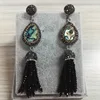 Gota de agua Bohemia azul Shell Charm Black Bead Tassel colgante pendiente diminuto Chic COLLAR COLGANTE con borla conjunto de joyería para mujer ► Foto 2/5