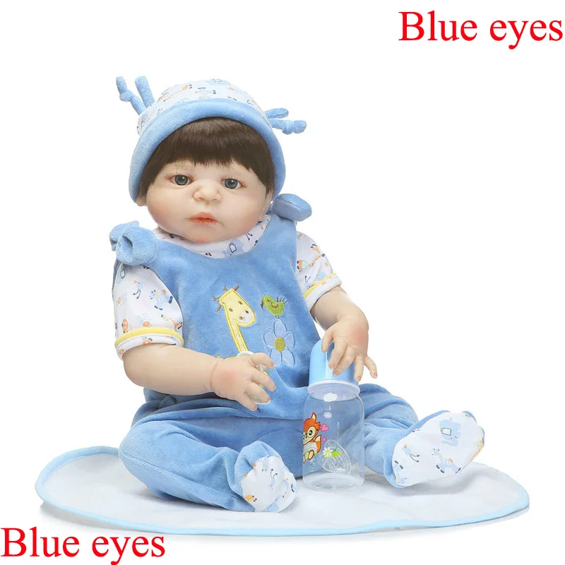 

Bebe 22" real silicone body doll reborn boy girl reborn babies bonecas pasted wig fashion dolls toys gift high quality