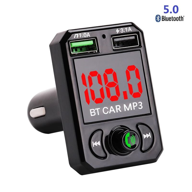 FM трансмиттер автомобильный с поддержкой Bluetooth 5 0 и двумя USB