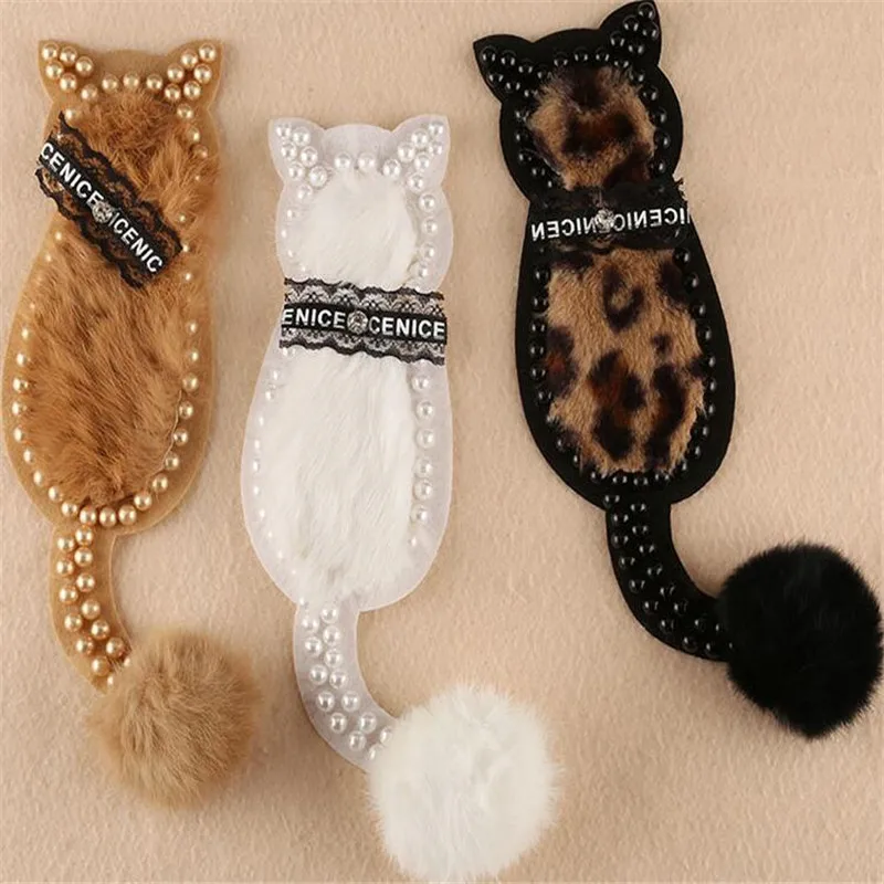 

1PCS New cute leopard cat plush patch sewing clothing decorative patch DIY jacket jeans patch badge decals