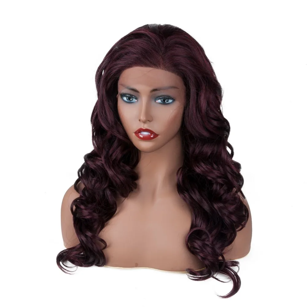 High Quality Body Wave Synthetic Lace Front Wigs Rose Color 24 Inch Glueless 150% Density For Black Women | Шиньоны и парики