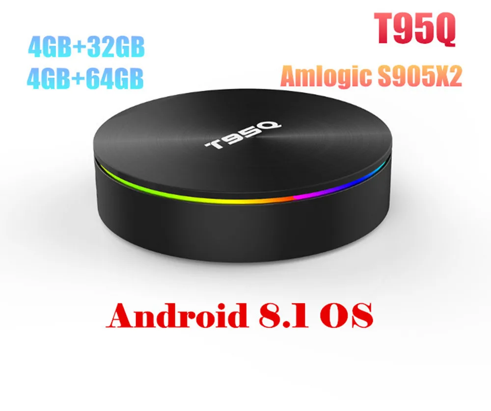 T95Q Amlogic S905X2 Android 8,1 ТВ BOX 4 K Smart Media Player 4 GB 32G/64 GB DDR4 4 ядра 1000 M 2,4G и 5 ГГц Wi-Fi