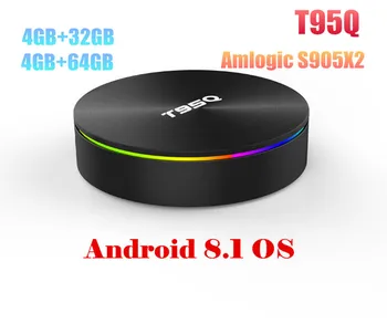 

T95Q Amlogic S905X2 Android 8.1 TV BOX 4K Smart Media Player 4GB 32G/64GB DDR4 Quad Core 1000M 2.4G&5GHz Dual Wifi
