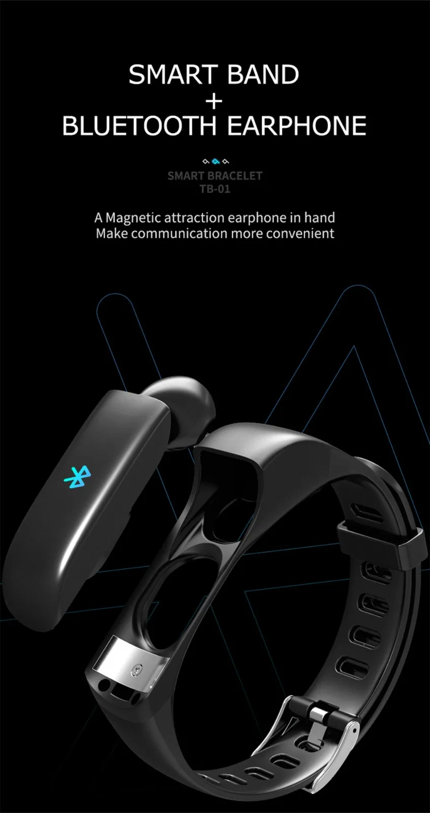 Спортивный водонепроницаемый смарт-браслет интегрированный жесткий Bluetooth гарнитура два в одном может позвонить Пульс умный браслет 37