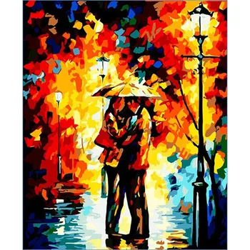 

ArtSailing DIY pictures by numbers Abstract Lovers in the Rain Painting by numbers on canvas pictures-by-numbers Poster NP-193
