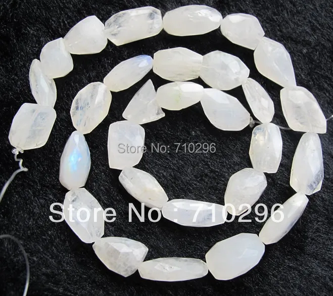 Natural Rainbow Moon stone 8 13mm Facted Nugget gem stone Loose beads 40 cm