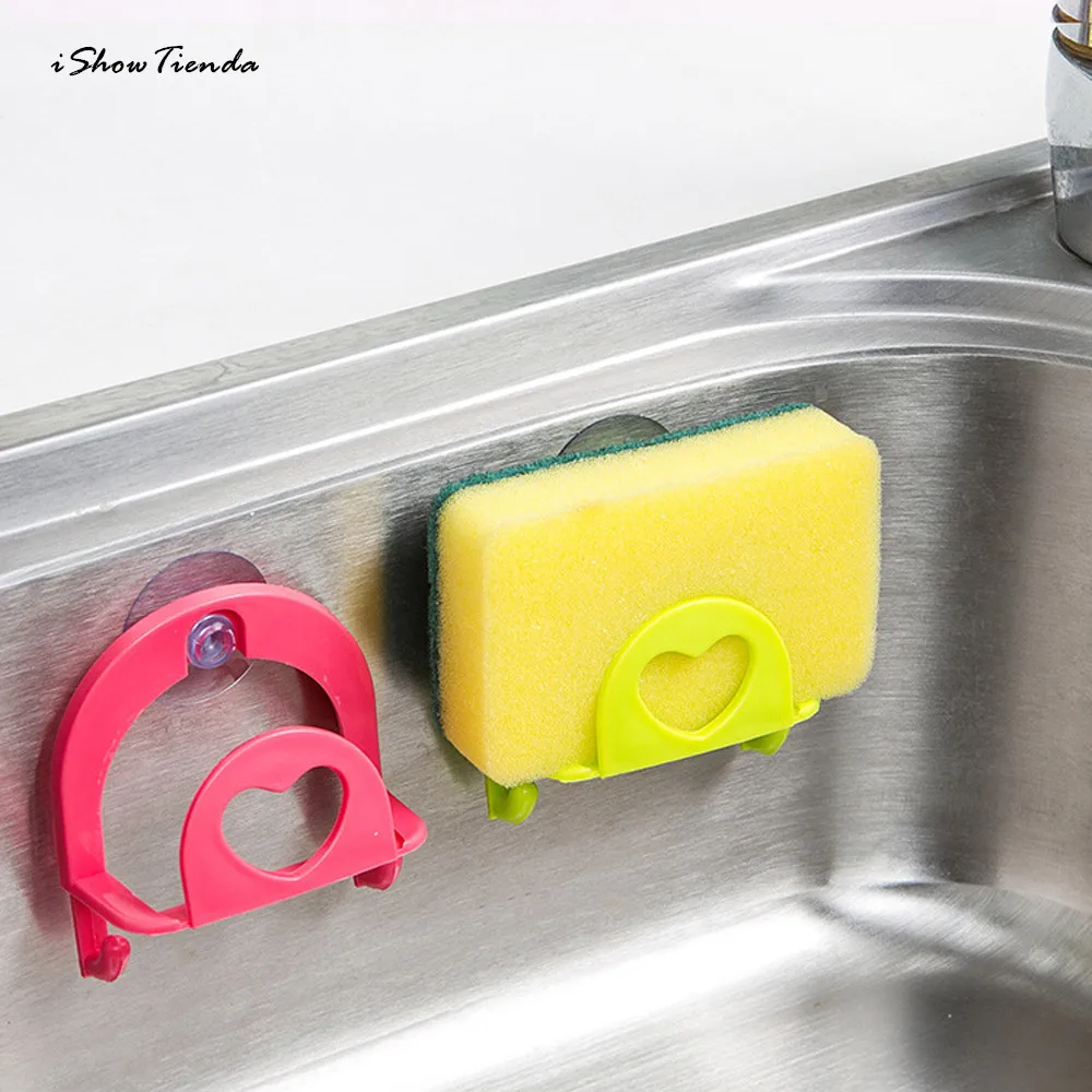 

New 1pc Cute Sponge Holder Suction Cup Convenient Home Kitchen Holder Tools Gadget Decor Sponge Holder Suction Plastic Hanger