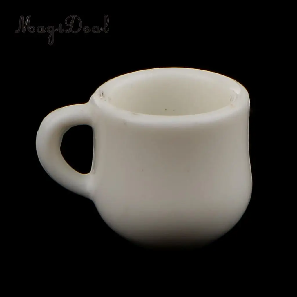 MagiDeal 4Pcs/Lot 1/12 Scale Dolls House Miniature White Cafe Tea Drink Cups Mugs for Coffee Shop Teahouse Restaurant Kitchen