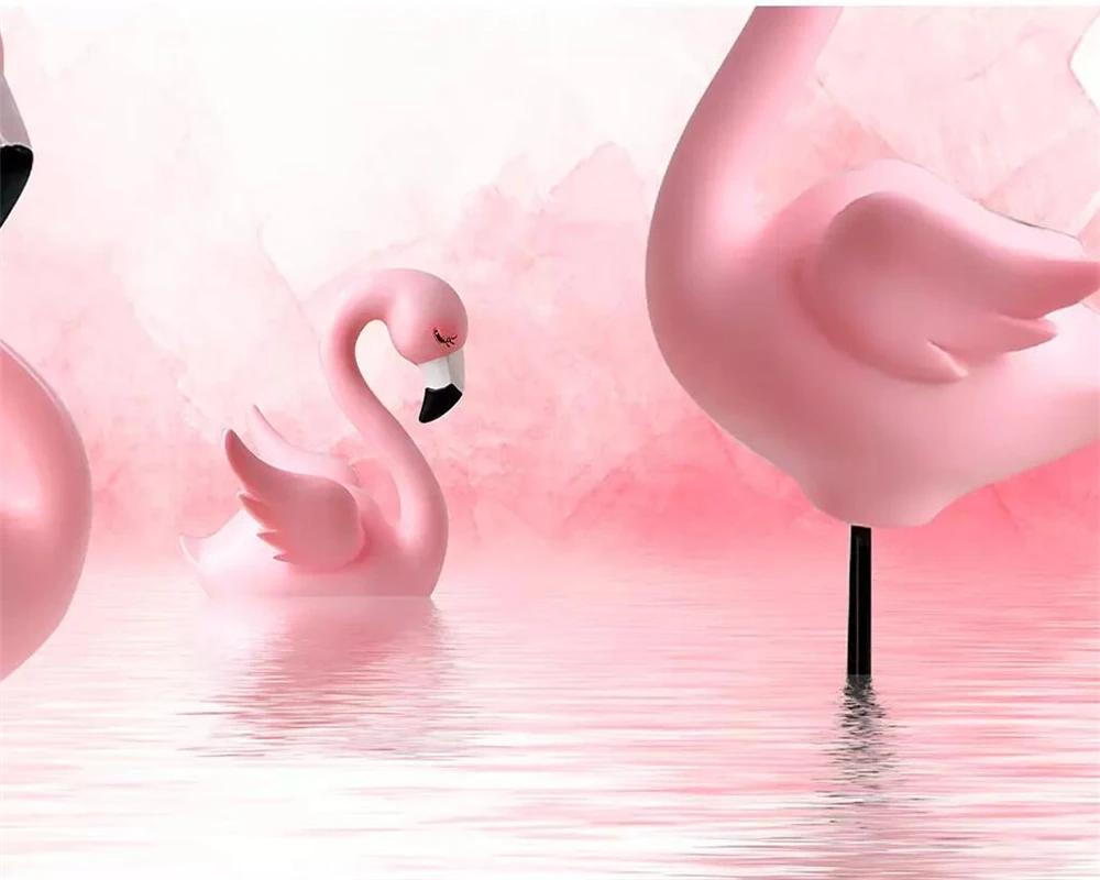 Beibehang обои современные 3D Фламинго Детская комната фон стены мальчик девочка милый розовый комната фон Фреска 3d обои