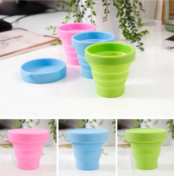

DHL 100pcs Travel folding cup telescopic cup silicone portable travel wash cup outdoor