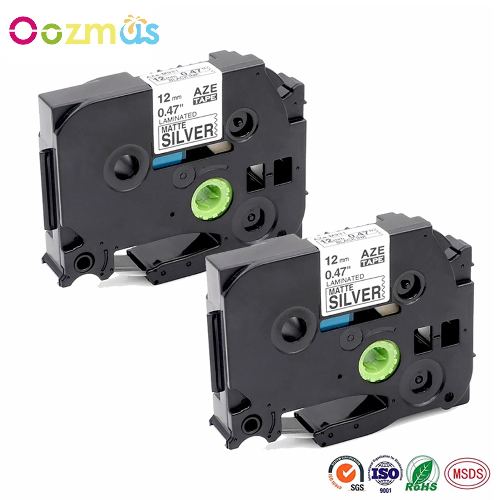 Oozmas 2 Φ 12 мм совместимая с женской этикетировочная лента черная на матовом