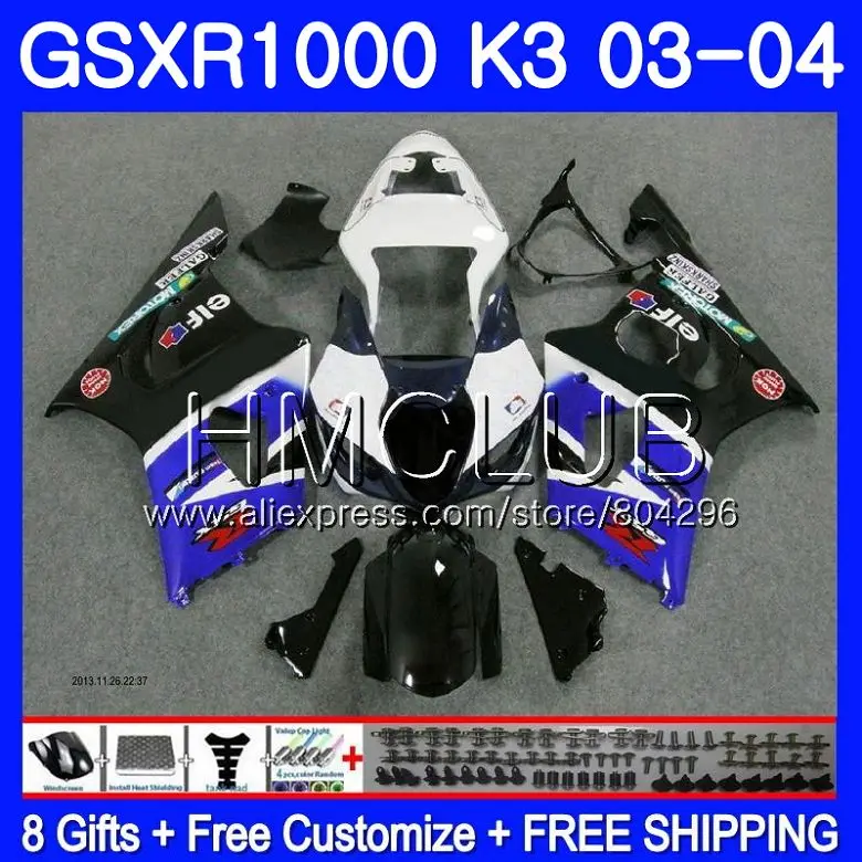 

Body For SUZUKI GSXR-1000 GSXR1000 03 04 Bodywork 32HM.20 GSX-R1000 GSX R1000 03 04 K3 Blue black GSXR 1000 2003 2004 Fairing