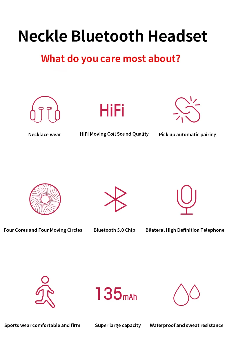 Горячие беспроводные Bluetooth V5.0 наушники 3D стерео гарнитура шейные спортивные наушники бас-вкладыши Наушники с микрофоном для всех телефонов