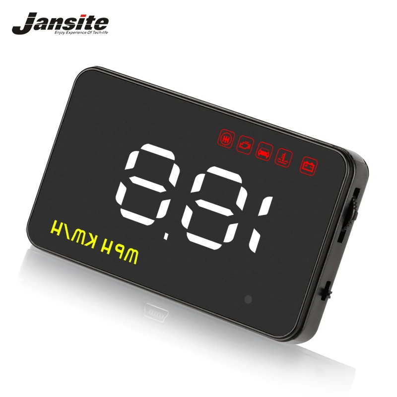

Jansite HUD Head Up Display Car Rotational Speed/Temperature Warning System OBDII or EU OBD Interface Reflective Film Plug&Play
