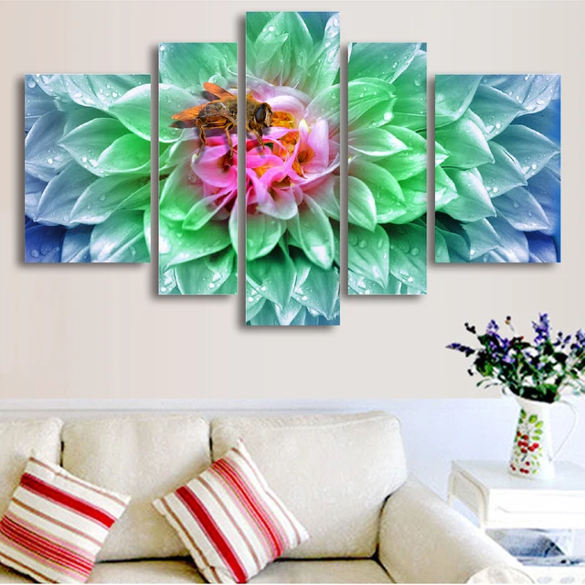 Aliexpress.com : Buy Canvas Painting Wall Art 5 Panel Beautiful Flowers ...