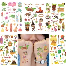 Weigao hawaiian praia festa à prova de água tatuagem adesivos diversão aloha flamingo tema decoração aniversário crianças luau festa temporária tatuagem