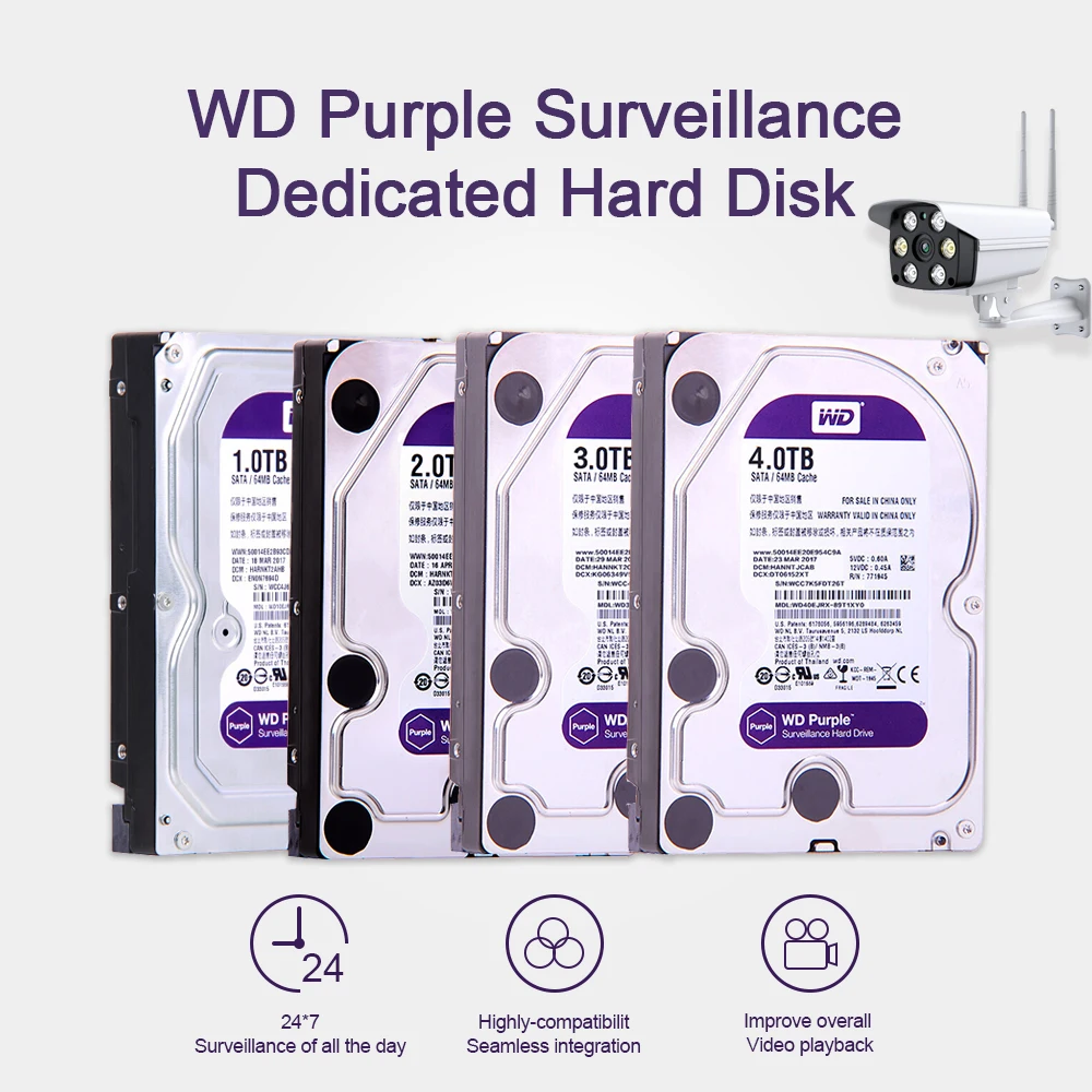 Western Digital WD Purple vigilancia HDD 1TB 2TB 3TB 4TB SATA 6,0 Gb/s duro de 3,5