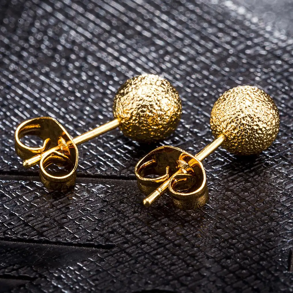 Girls Gold Round Ball Stud Earrings for Party Daily Wear For Women As