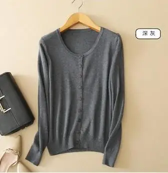 Cashmere Sweater Women Knitted Crochet Coat Female Jumper Pull Femme Hiver Jersey Casual Streetwear Single Breasted Cardigans - Цвет: Dark gray