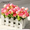 Juego de jarrones de valla de madera de alta calidad, flores artificiales de seda de Rosa y Margarita, decoración para el hogar y jardín, regalo de cumpleaños, 1 Juego ► Foto 1/6