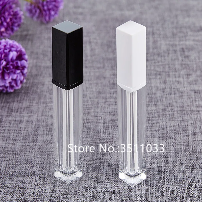 

Classical White Black Cap Empty Lip Gloss Tube Square Clear Lip Gloss Refillable Bottle Plastic Lip Gloss Container 20pcs 40pcs
