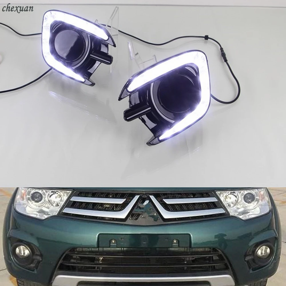 

CSCSNL 1 Set Gloss style 12V Car DRL Daytime Running Lights With Turn Signal Yellow For Mitsubishi Pajero Sport 2013 2014 2015