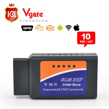 

10PCS/LOT WIFI ELM327 Scanner Wireless OBD2 Auto Scanner Adapter ELM327 WIFI Scanner Scan Tool