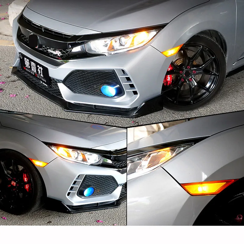 

2Pcs Orange Smoked Front Flares Side Marker LED Turn Signal Lights Fender Leaf Lamp Cover for Honda Civic 10TH 2016 2017 2018