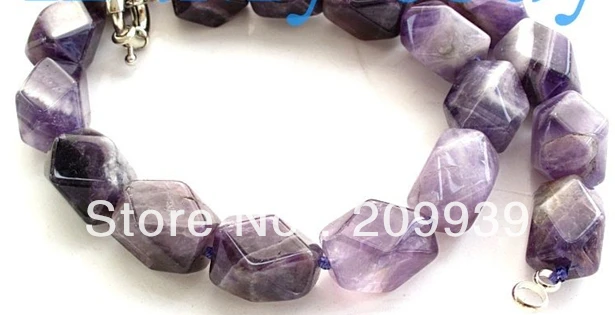 

huij 002954 Natural Faceted Baroque Amethyst Necklace 18